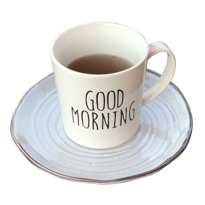 厂家直销创意个性陶瓷杯子咖啡杯ins早餐杯good morning马克杯