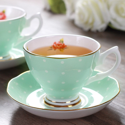 欧式实用咖啡杯套装 骨瓷荷叶边咖啡杯碟勺 红茶杯花茶杯陶瓷杯