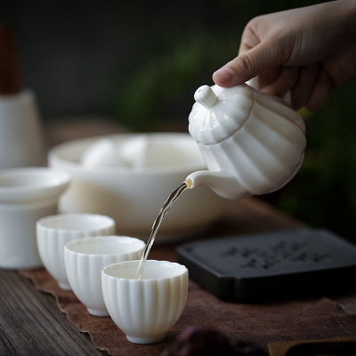 德化白瓷盖碗茶具 羊脂玉茶壶茶海茶具套装整套 陶瓷礼品定制logo