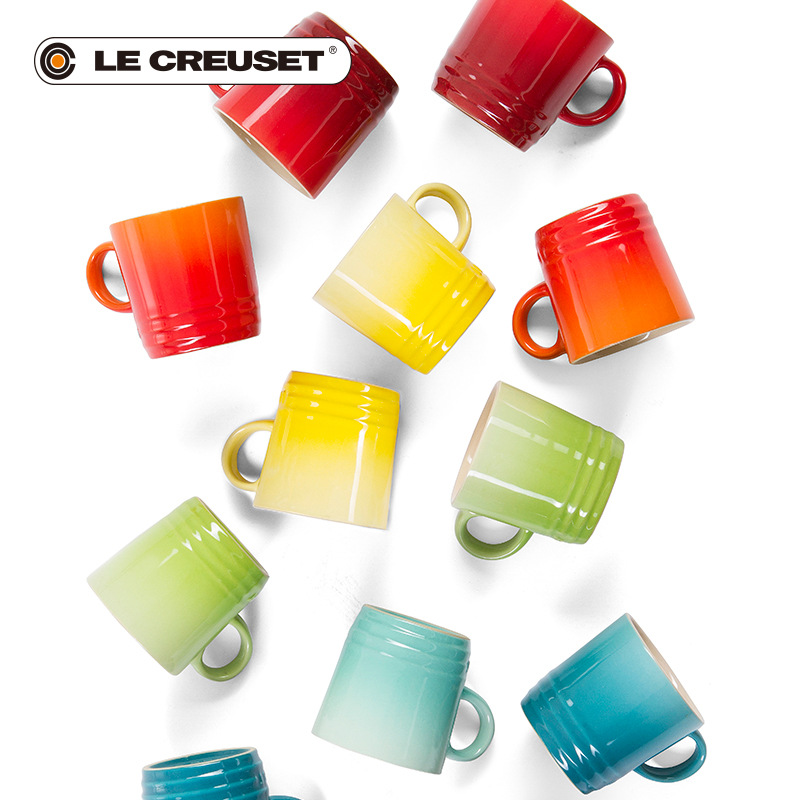 定制法国LECREUSET酷彩炻瓷马克杯子350ml咖啡早餐办公家用茶水杯