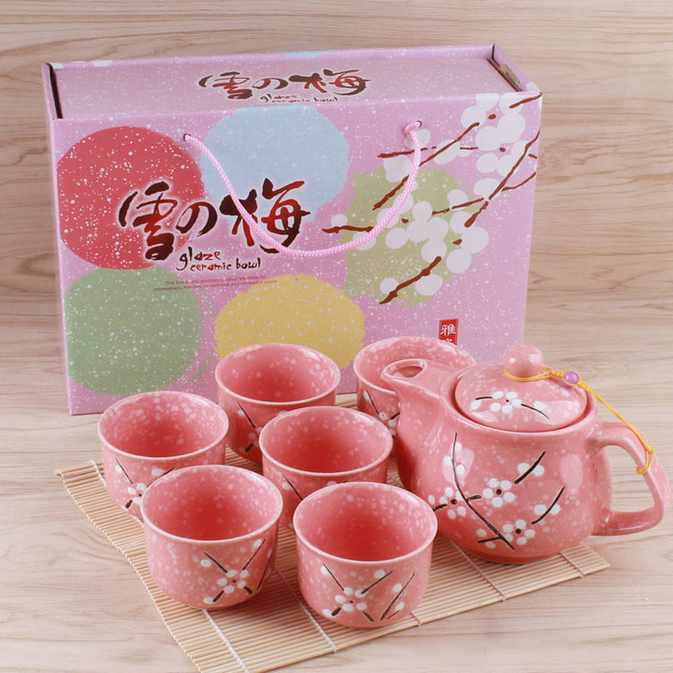 陶瓷日式茶具套装雪花瓷手绘复古茶壶杯子功夫花茶泡茶器婚庆礼品