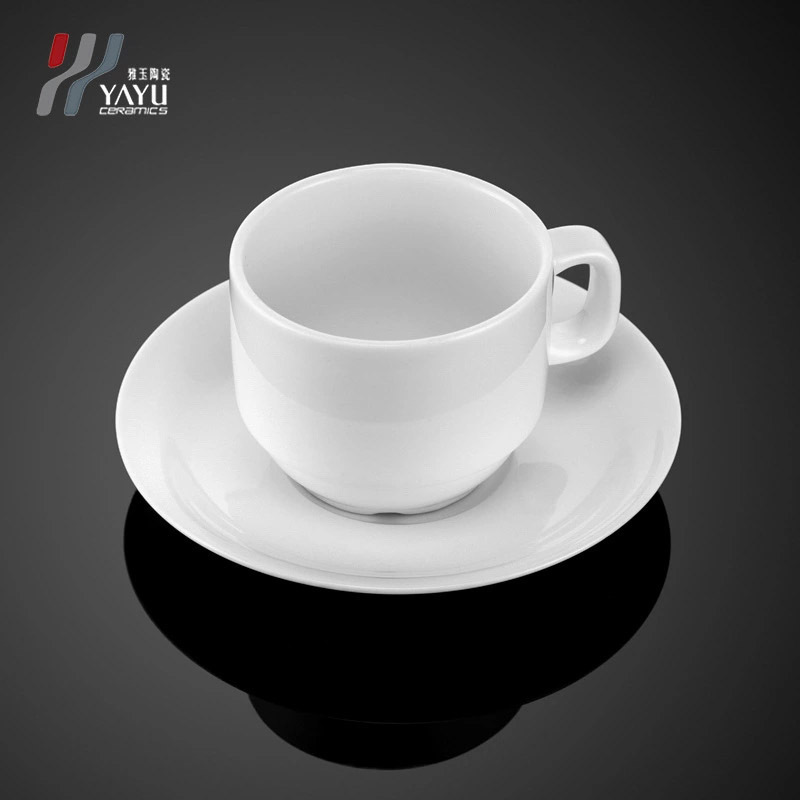 咖啡杯碟套装 厂家直销 赠品定制logo酒店咖啡厅白色陶瓷咖啡杯
