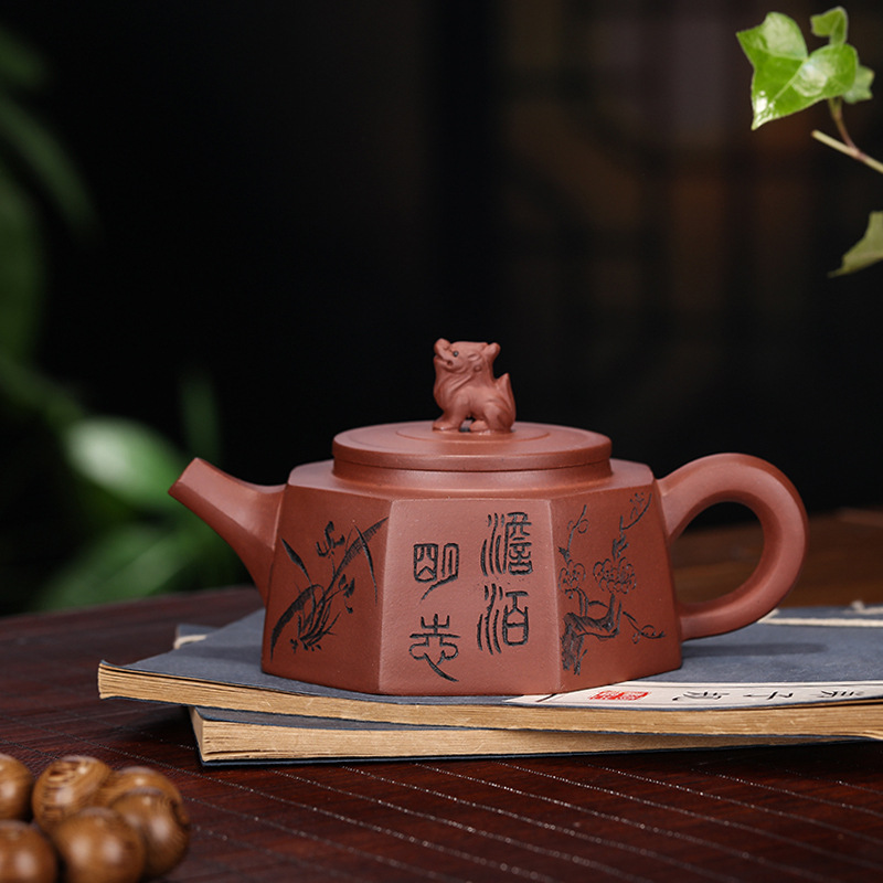 紫砂壶 宜兴名家原矿手工茶壶 八方麒麟茶壶功夫茶具定制一件代发