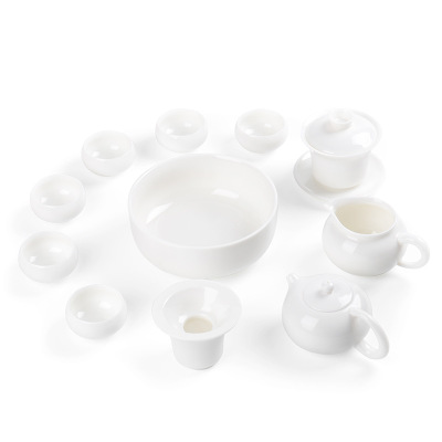 德化白瓷茶具套装 礼盒整套羊脂玉功夫茶壶茶杯商务礼品 定制LOGO