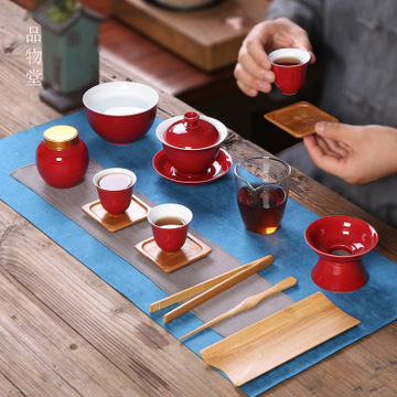 白瓷功夫茶具套装陶瓷简约便携旅行盖碗茶杯培训茶艺教学专用套组