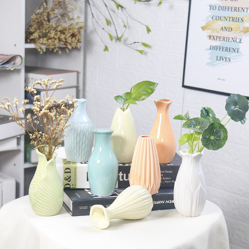 小清新陶瓷花瓶水培植物现代简约家居客厅饰品干花花器摆件小花插