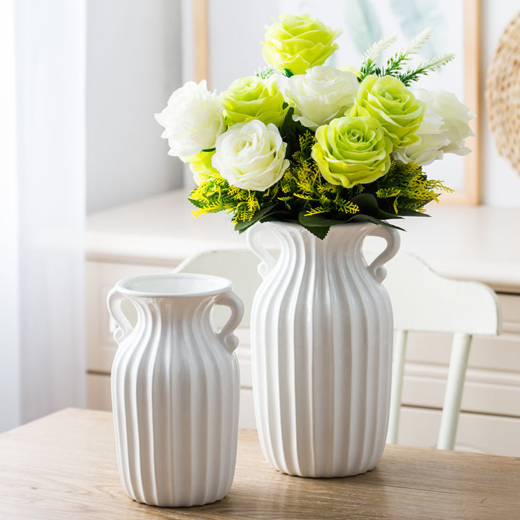 现代风干花花插客厅餐桌卧室装饰套装摆件中式欧式高温陶瓷花瓶