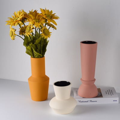 陶瓷广口花瓶鲜花干花插花花器北欧风格莫兰迪花瓶家居软装摆件