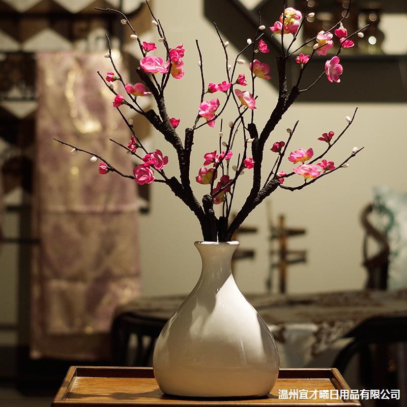 梅花仿真花套装中式陶瓷花瓶假花摆件家居客厅玄关摆设花艺装饰花