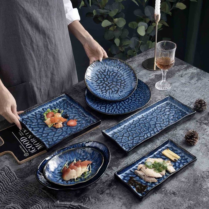 日式窑变陶瓷餐具套装酒店餐厅西餐牛排盘寿司刺身盘厂家外贸定制