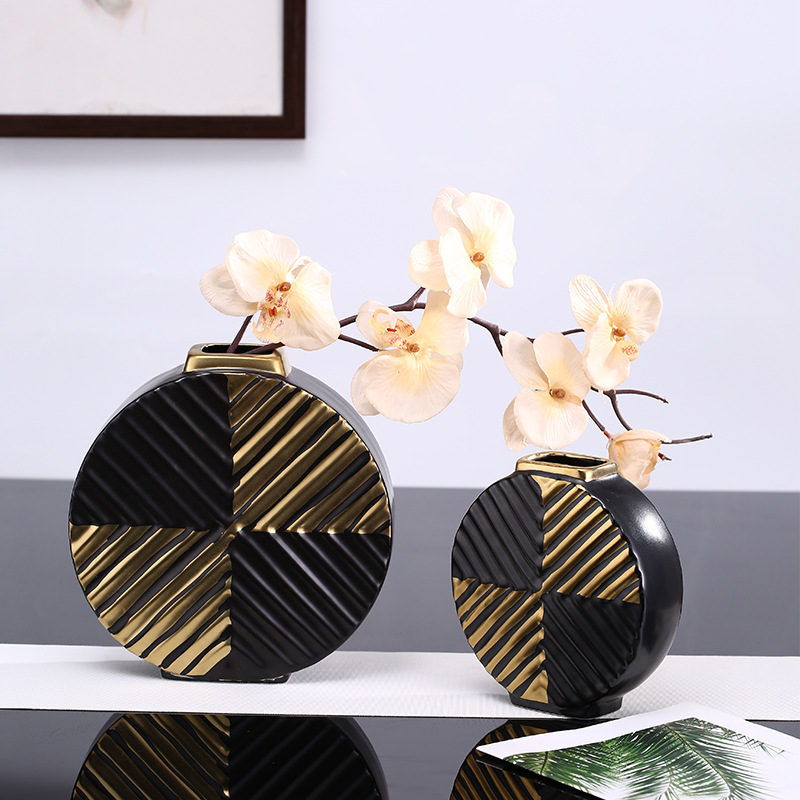 景德镇新中式设计师陶瓷花瓶摆件样板间客厅软装饰品插花瓶瓷器